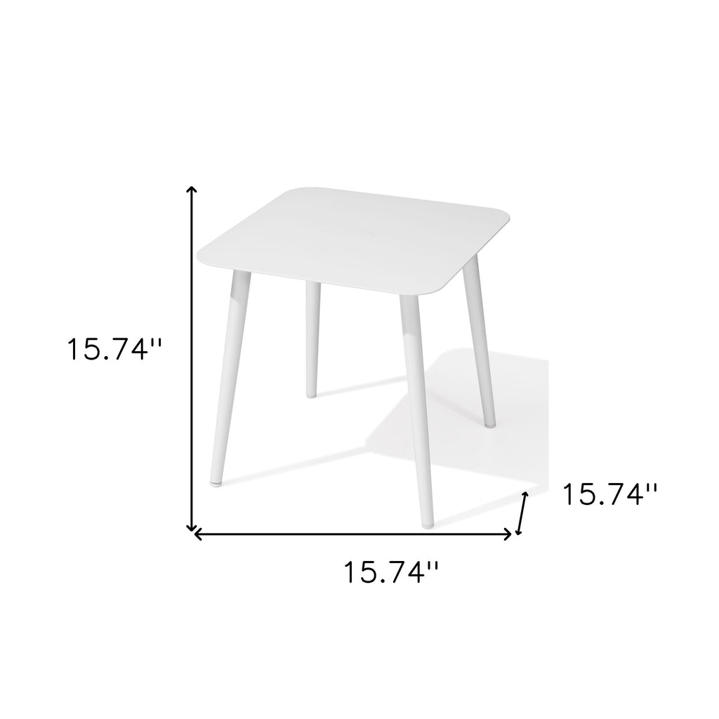 16" White Square Metal Outdoor Side Table