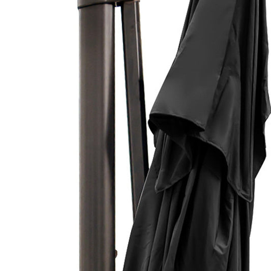 LuxxHomes  13' Black Polyester Rectangular Tilt Cantilever Patio Umbrella With Stand