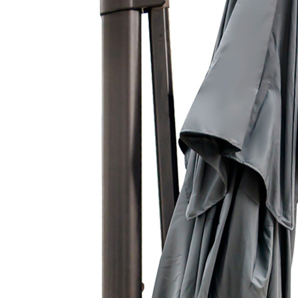 LuxxHomes  113" Dark Gray Polyester Rectangular Tilt Cantilever Patio Umbrella With Stand