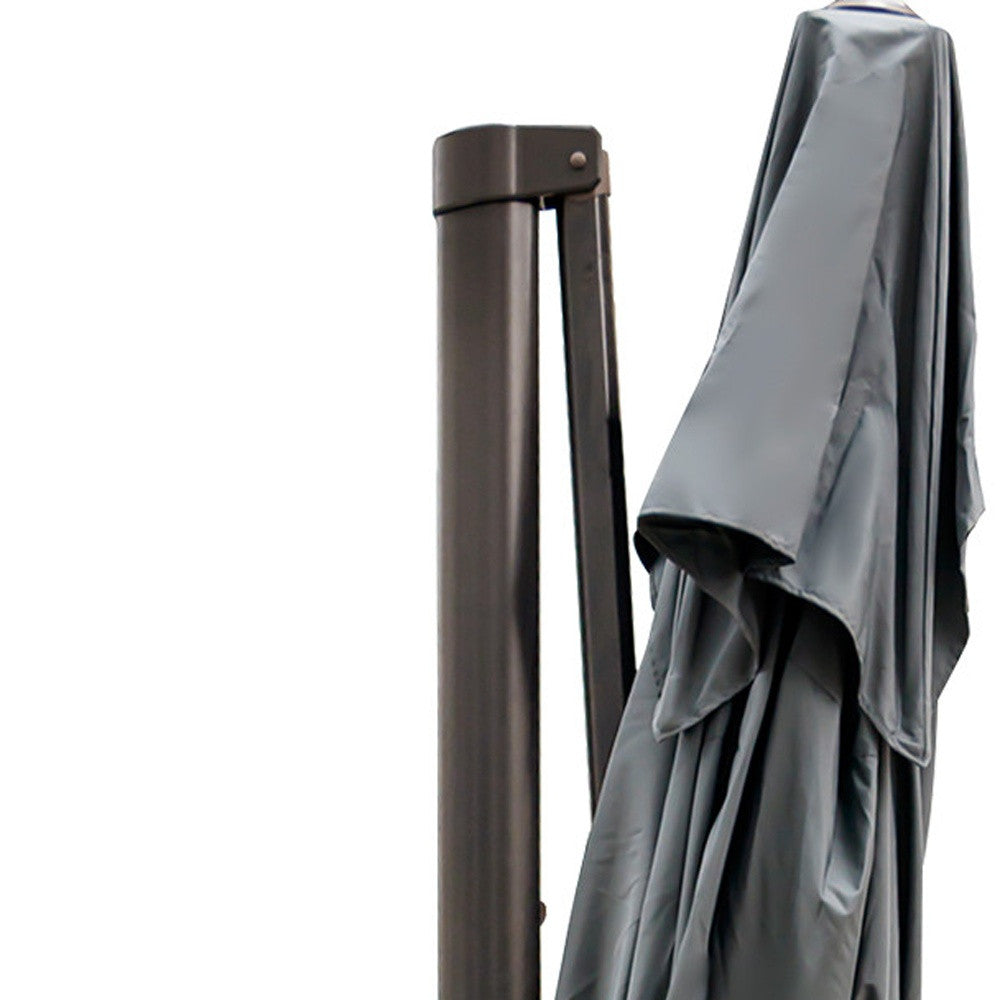 LuxxHomes  113" Dark Gray Polyester Rectangular Tilt Cantilever Patio Umbrella With Stand