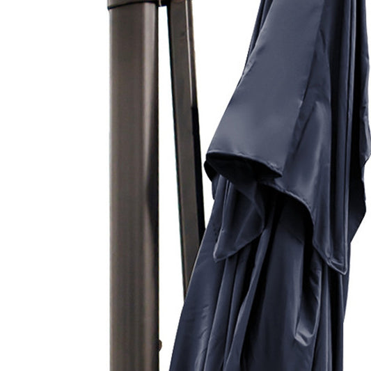 LuxxHomes  13' Navy Polyester Rectangular Tilt Cantilever Patio Umbrella With Stand