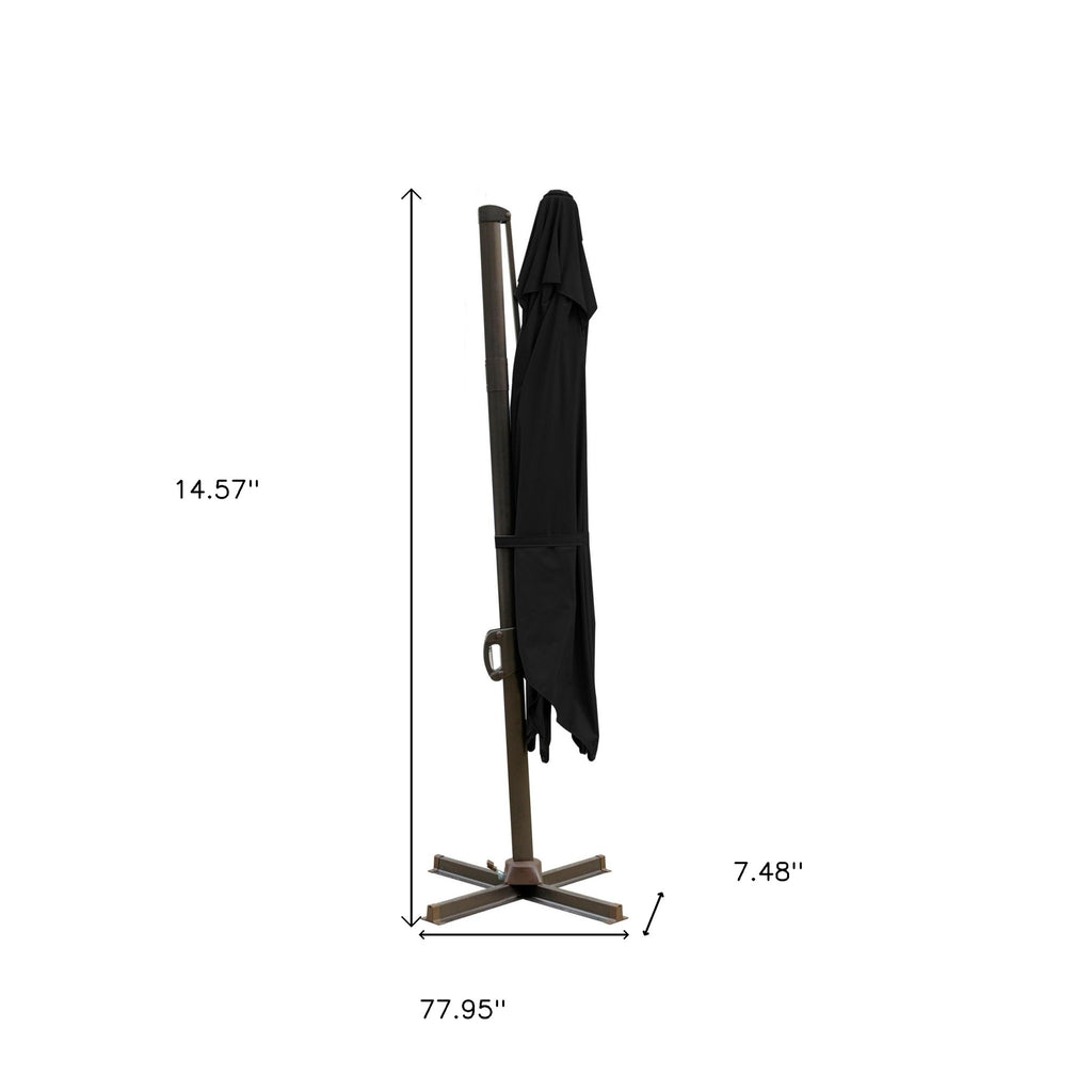 LuxxHomes  10' Black Polyester Square Tilt Cantilever Patio Umbrella With Stand