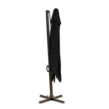 LuxxHomes  10' Black Polyester Square Tilt Cantilever Patio Umbrella With Stand