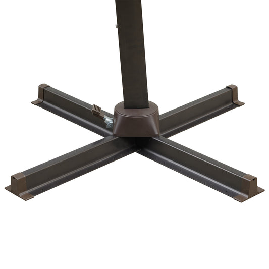 LuxxHomes  10' Dark Gray Polyester Square Tilt Cantilever Patio Umbrella With Stand