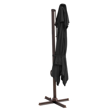 LuxxHomes  10' Black Polyester Square Tilt Cantilever Patio Umbrella With Stand