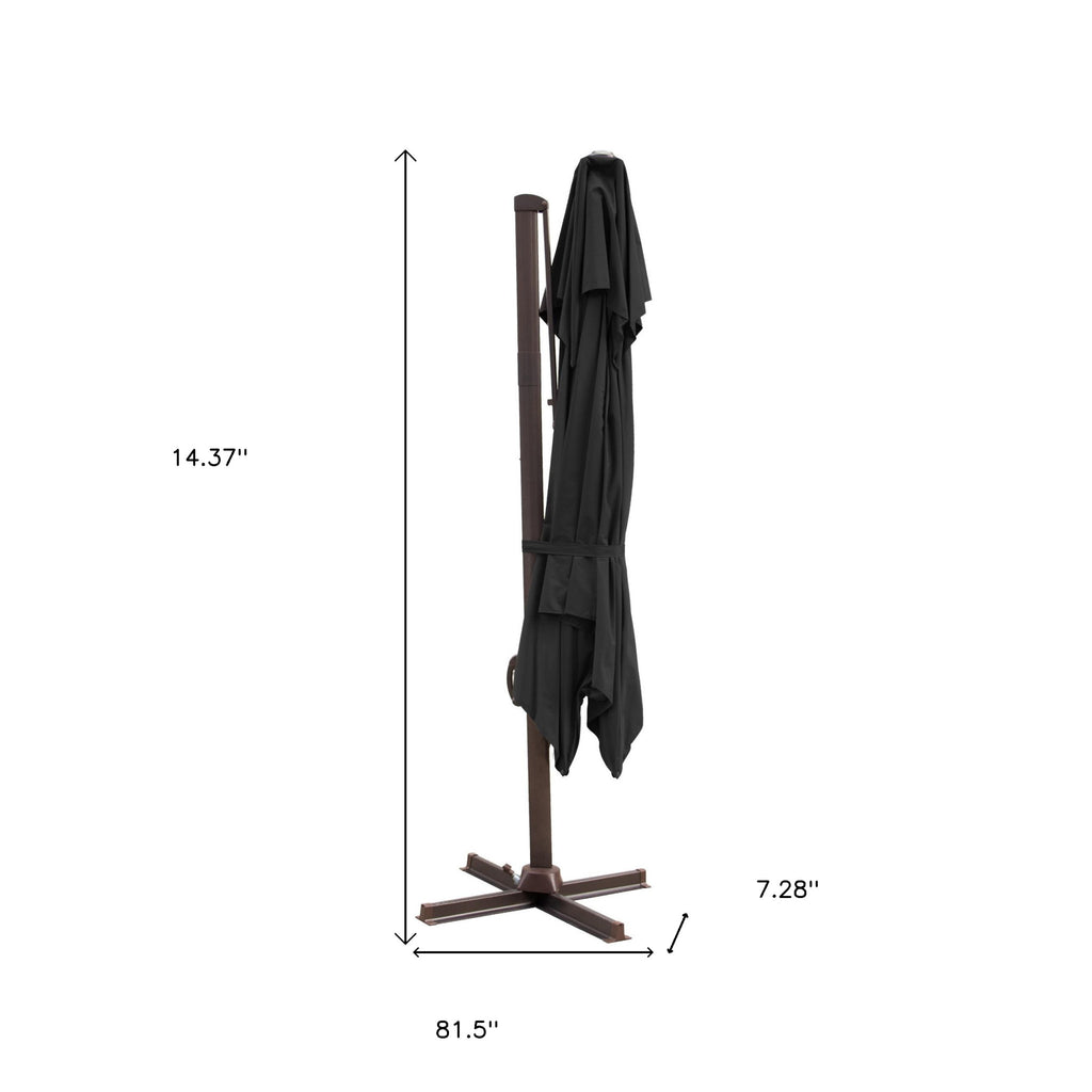 LuxxHomes  10' Black Polyester Square Tilt Cantilever Patio Umbrella With Stand