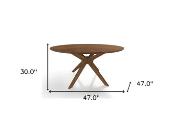 47" Brown Rounded Solid Manufactured Wood Pedestal Base Dining Table