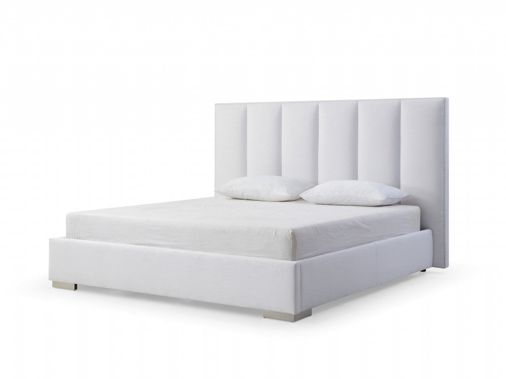 King Size White Upholstered Velvet Bed Frame