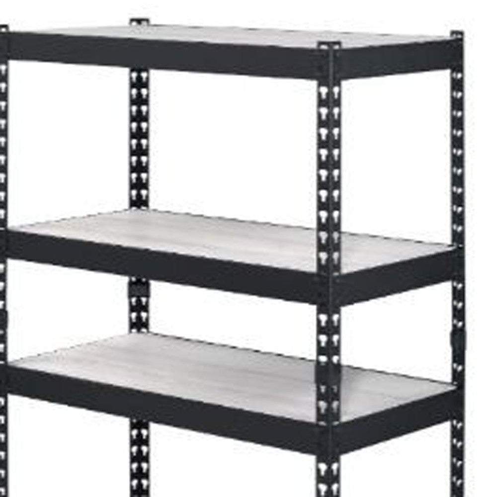 48" Brown and Black Metal Adjustable Four Tier Bookcase