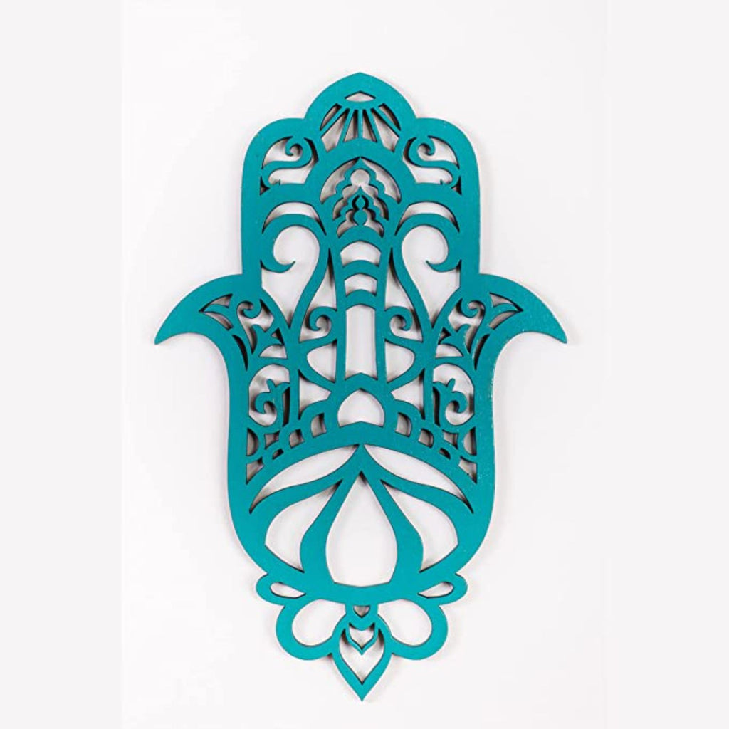 LuxxHomes  Turquoise Solid Wood Geometric Shapes Wall Decor