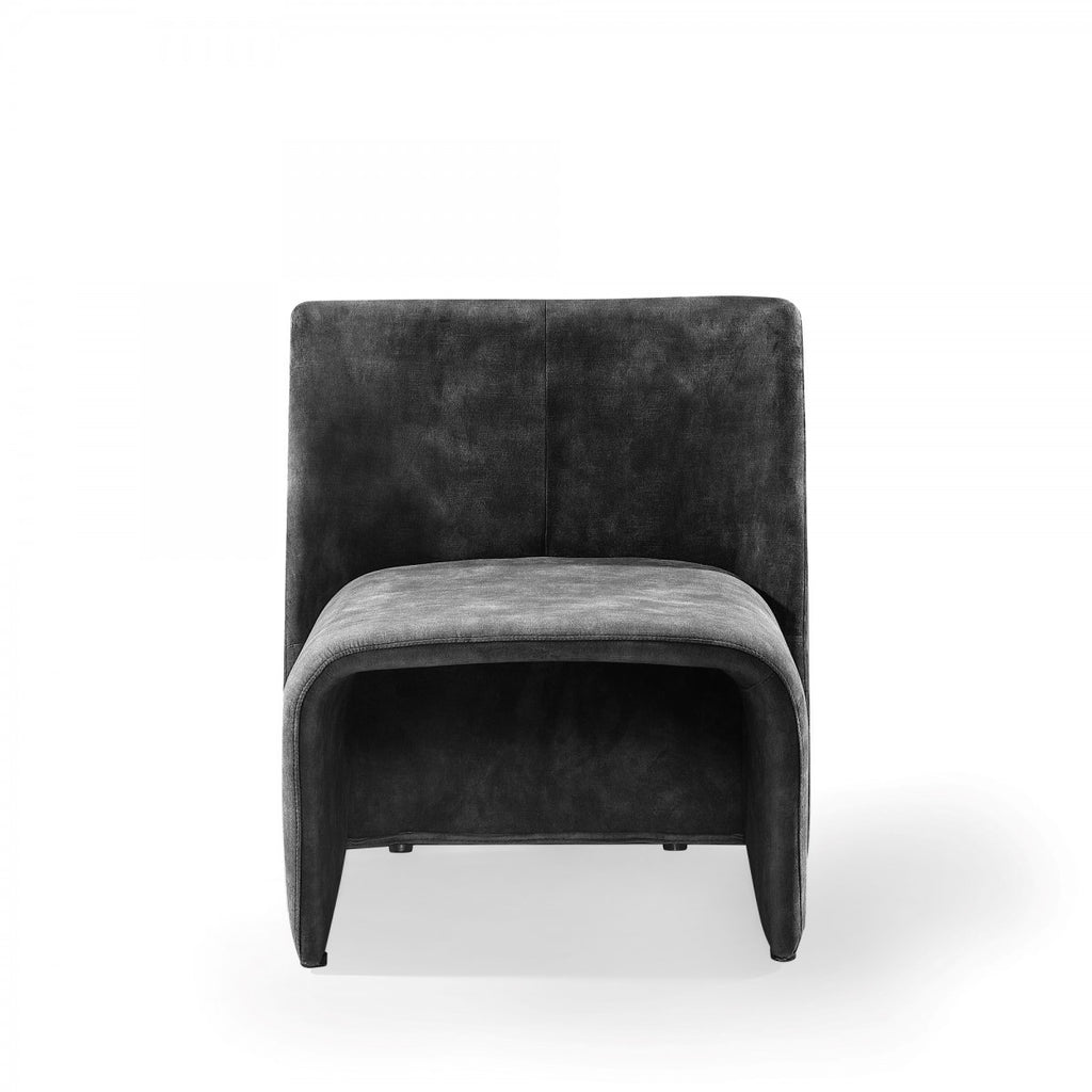 28" Dark Grey Velvet Solid Color Side Chair