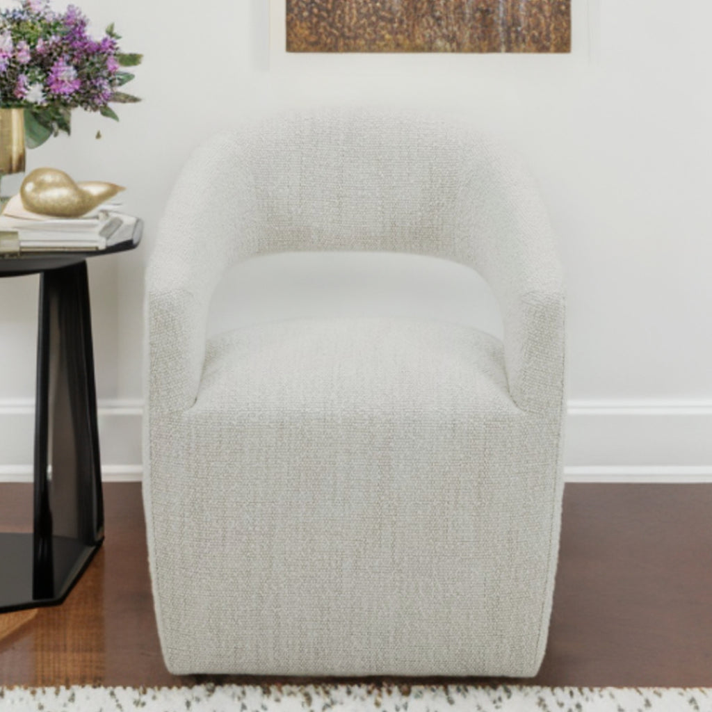 26" Cream Fabric Arm Chair