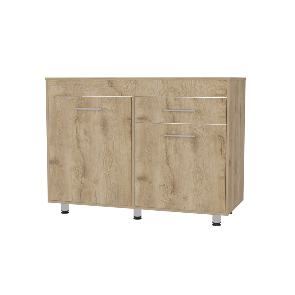 47" Natural Console Accent Cabinet With Three Shelves And One Drawer