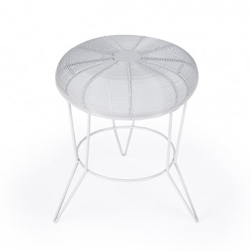 18" White Wire Round top End Table