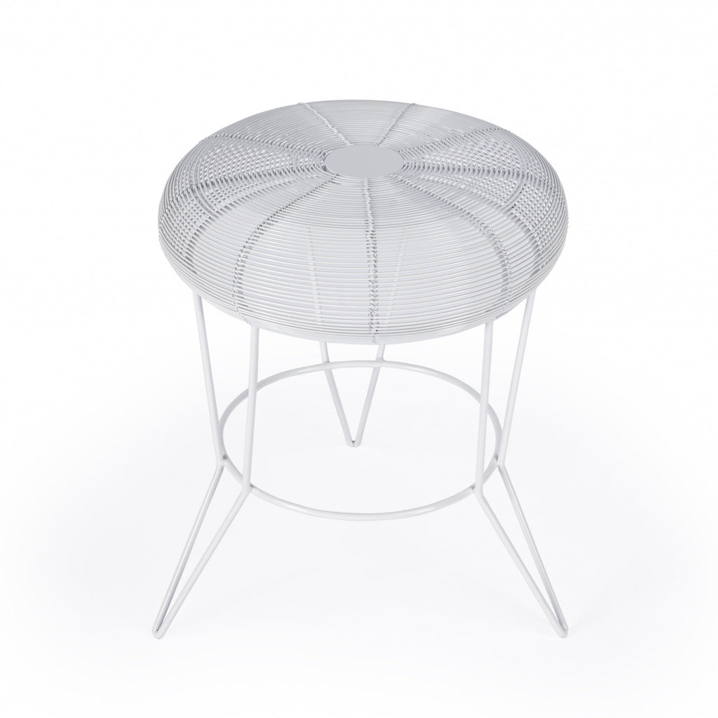 18" White Wire Round top End Table