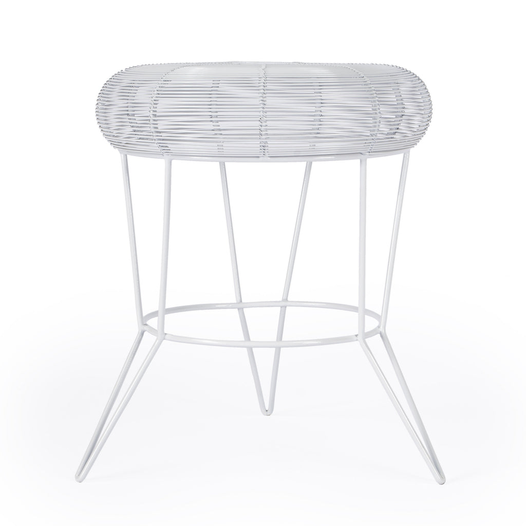 18" White Wire Round top End Table