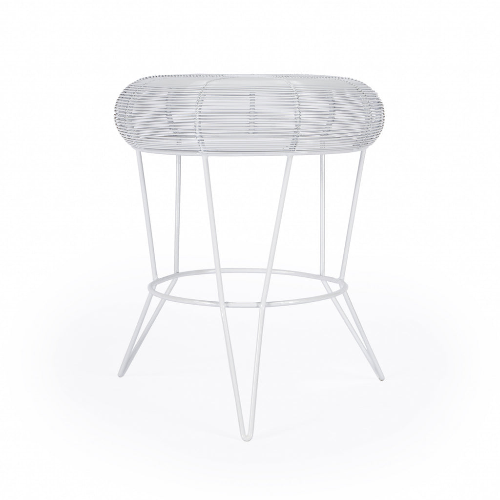 18" White Wire Round top End Table