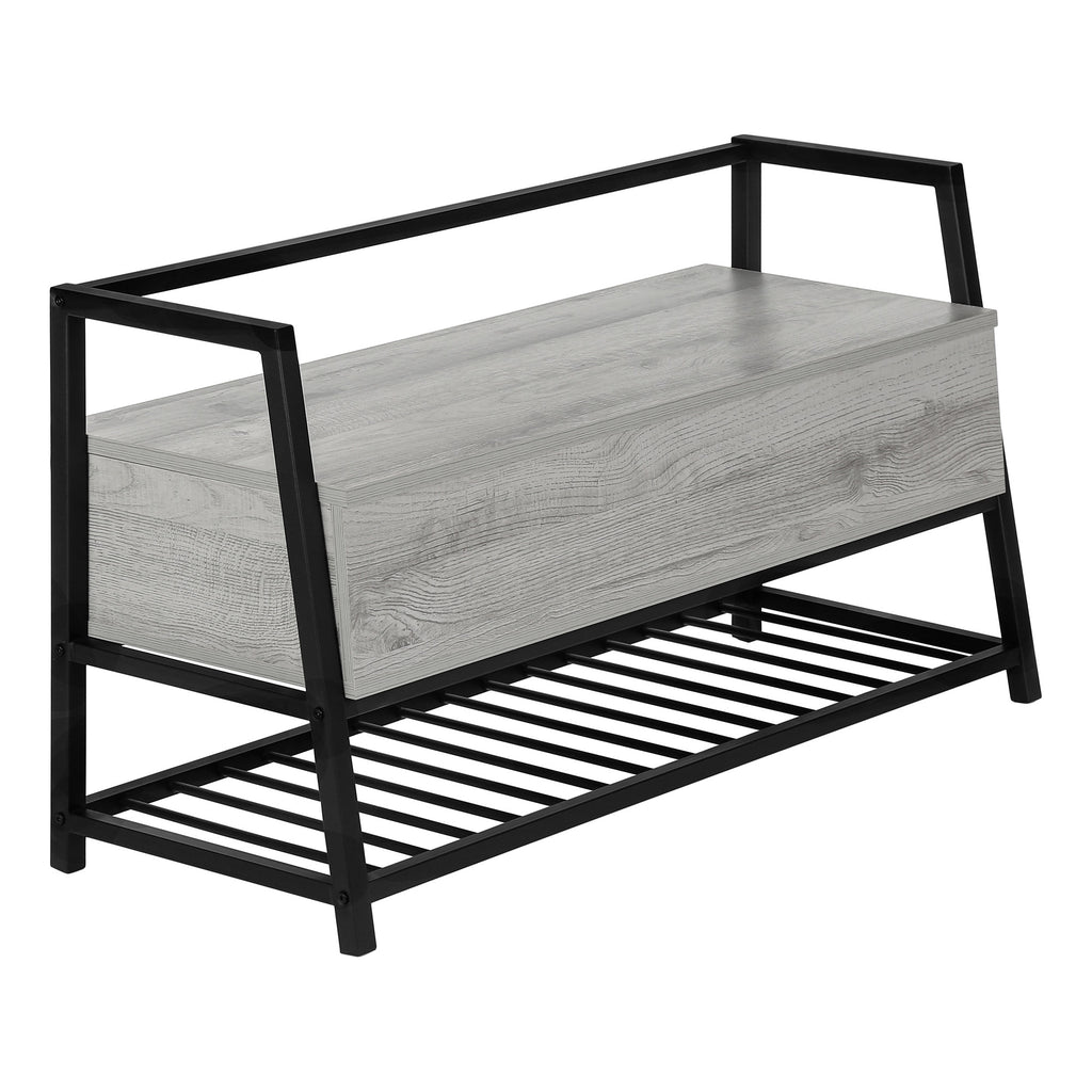 LuxxHomes  42" Gray And Black Bench With Flip top