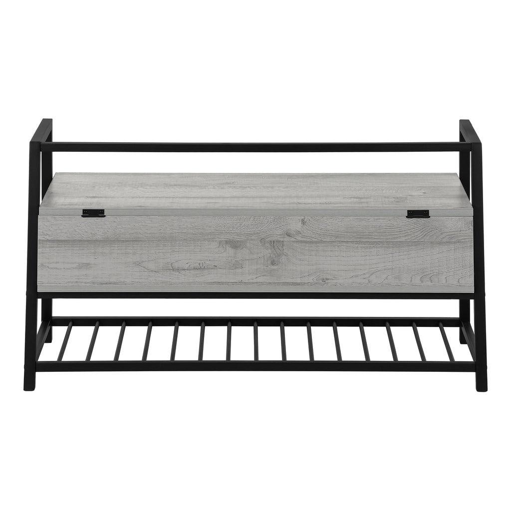 LuxxHomes  42" Gray And Black Bench With Flip top