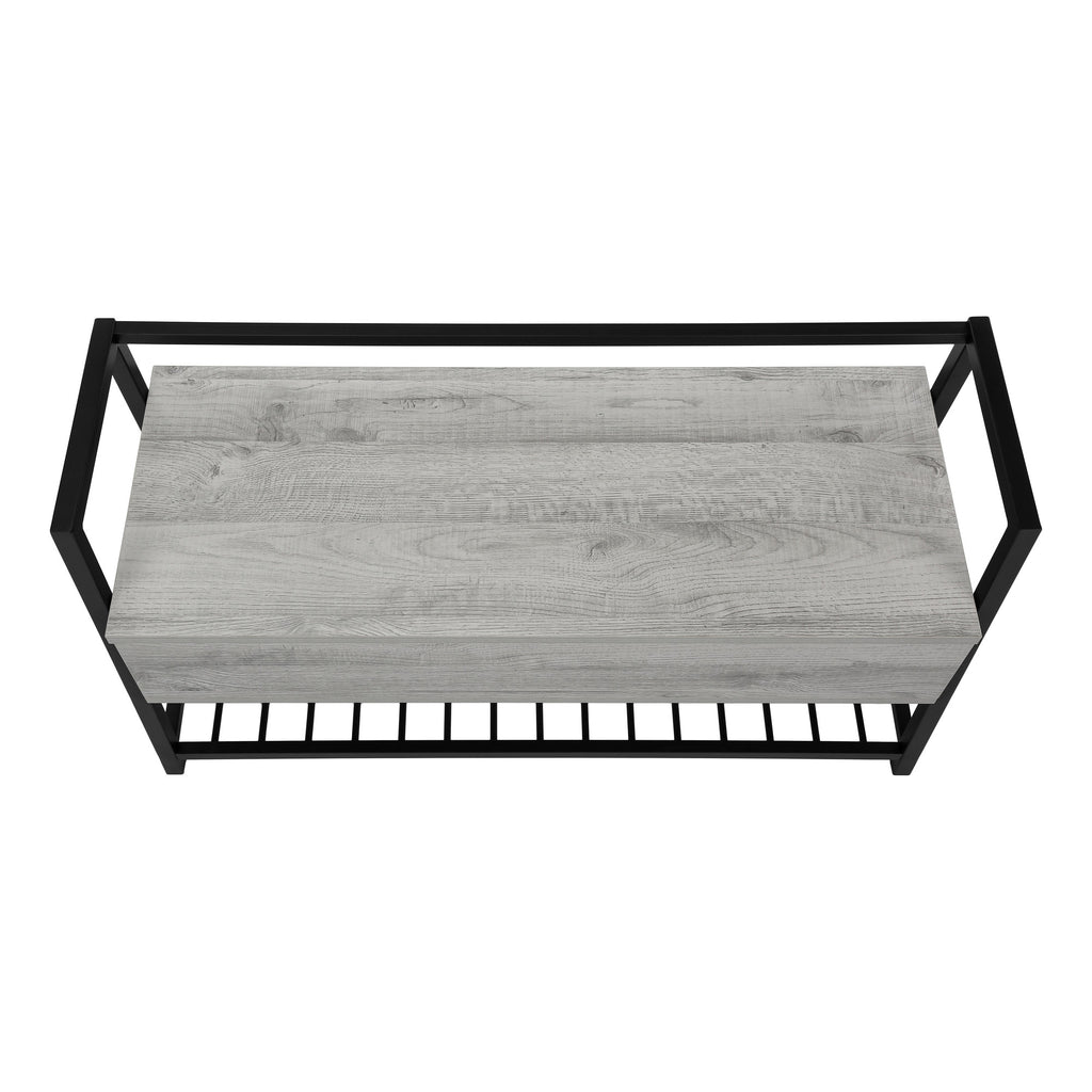 LuxxHomes  42" Gray And Black Bench With Flip top