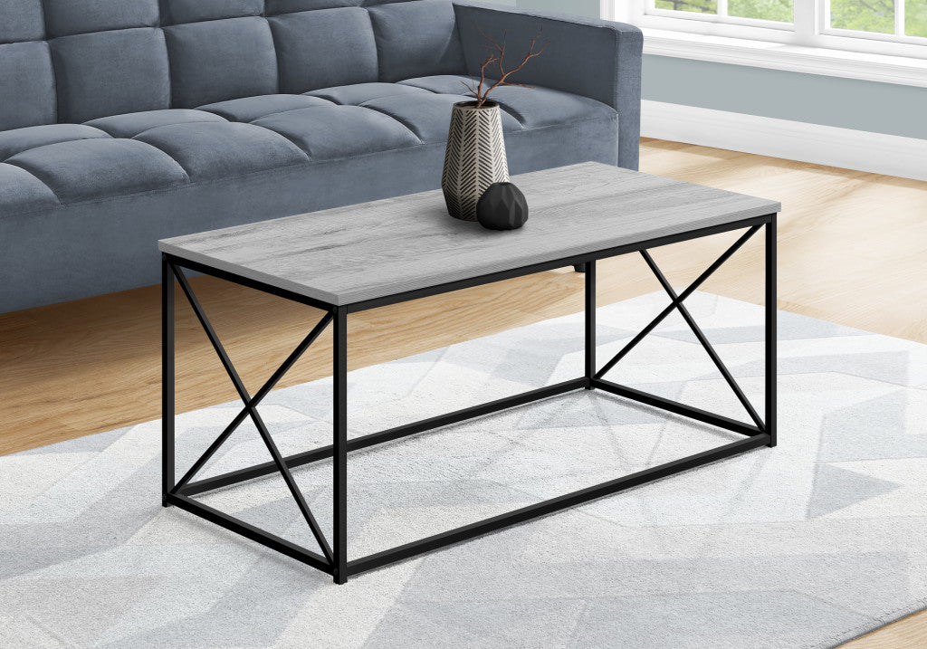 41" Gray And Black Metal Coffee Table