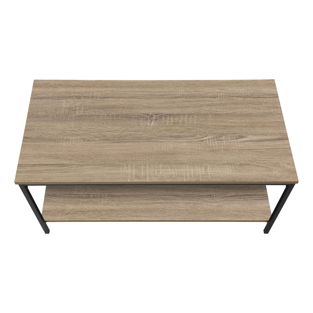 40" Taupe And Black Metal Coffee Table