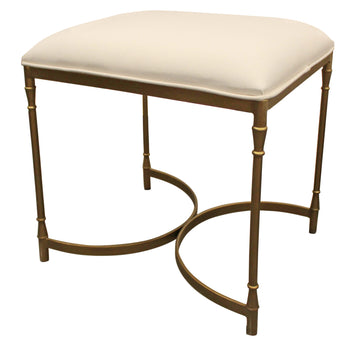 21 " Ivory And Brass Iron Backless Bar Chair