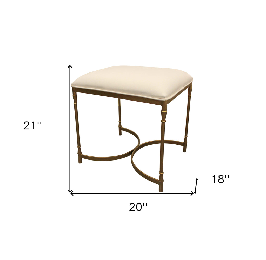 21 " Ivory And Brass Iron Backless Bar Chair