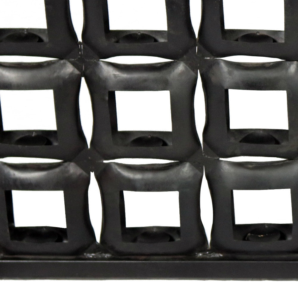 23" Black Iron Geometric Floor Tealight Candle Holder