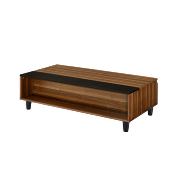 47" Brown and Black And Brown Lift Top Coffee Table With Shelf