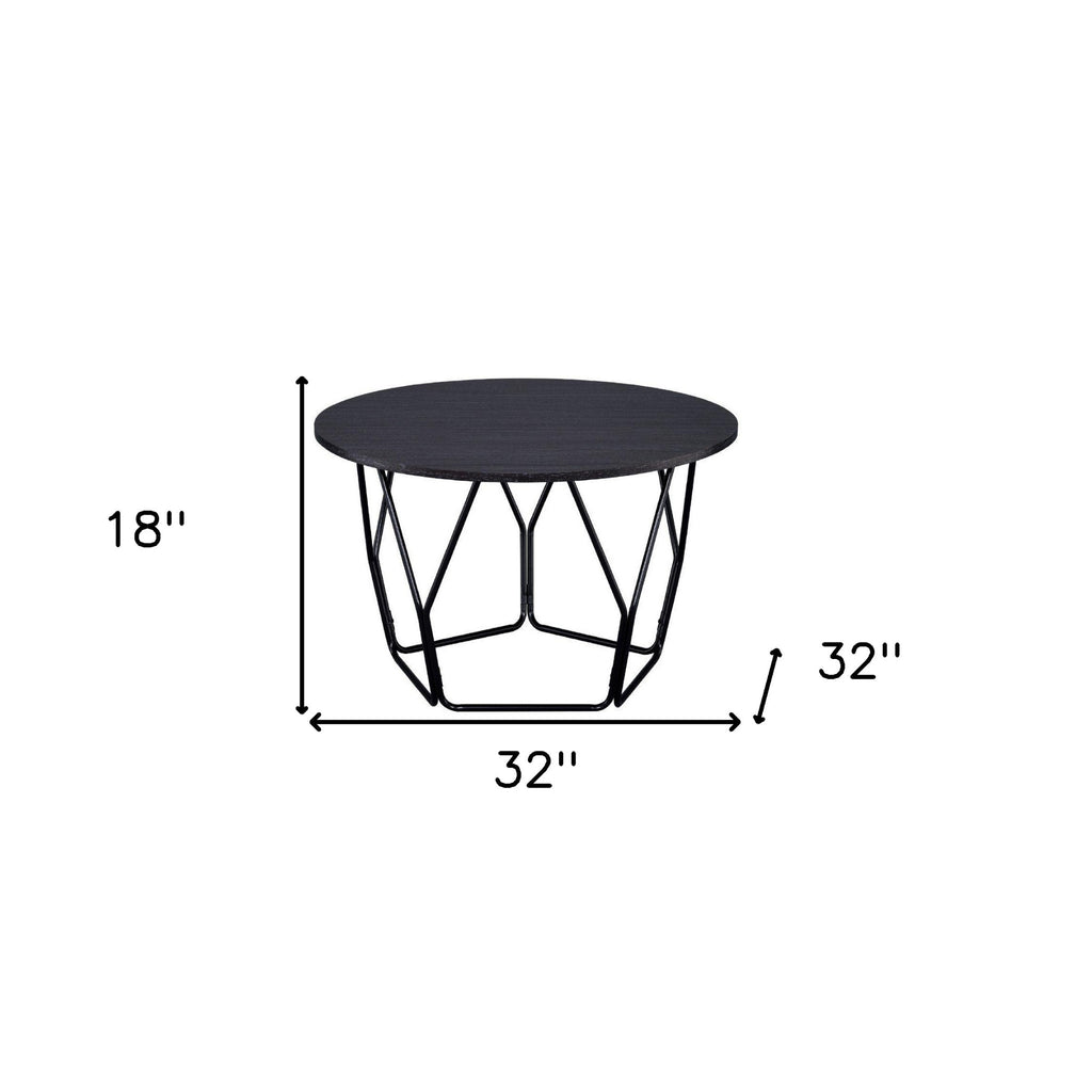 32" Black And Espresso Round Coffee Table