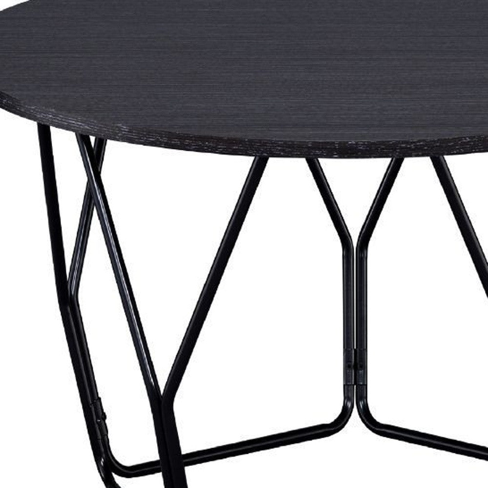 32" Black And Espresso Round Coffee Table