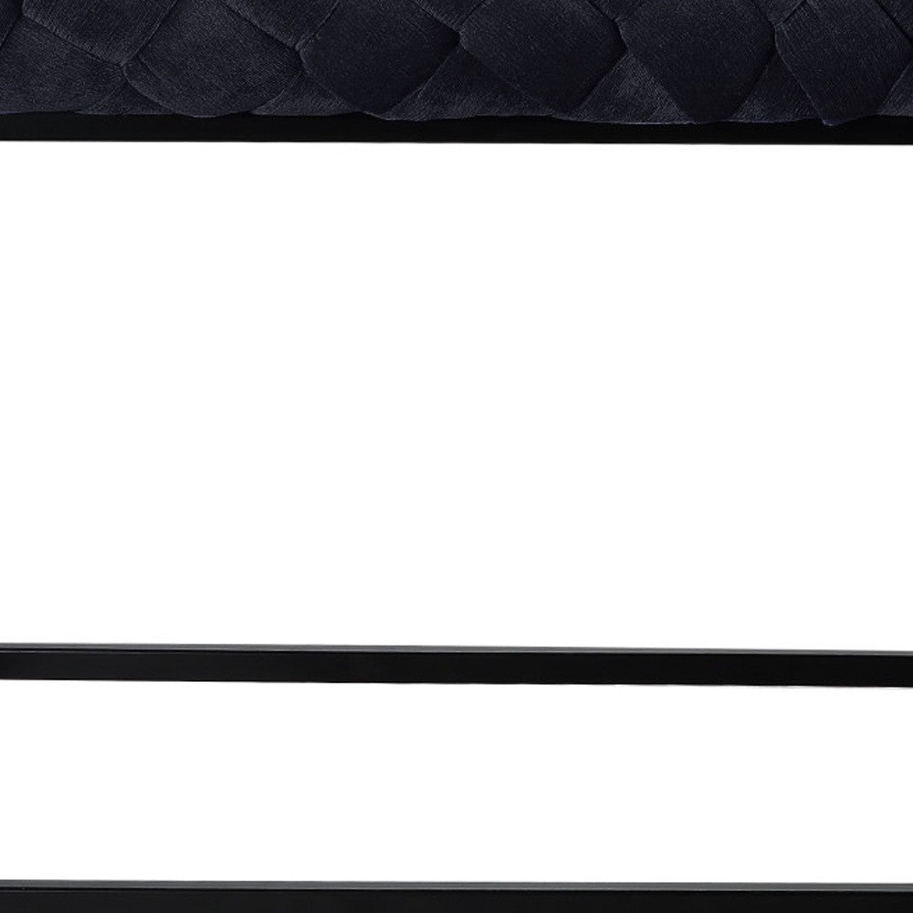 39" Black Upholstered Velvet Bench