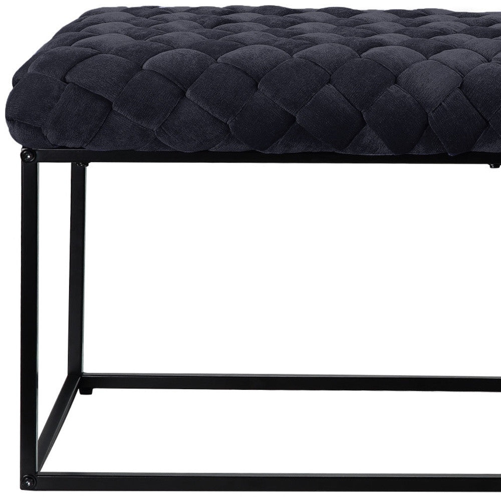 39" Black Upholstered Velvet Bench