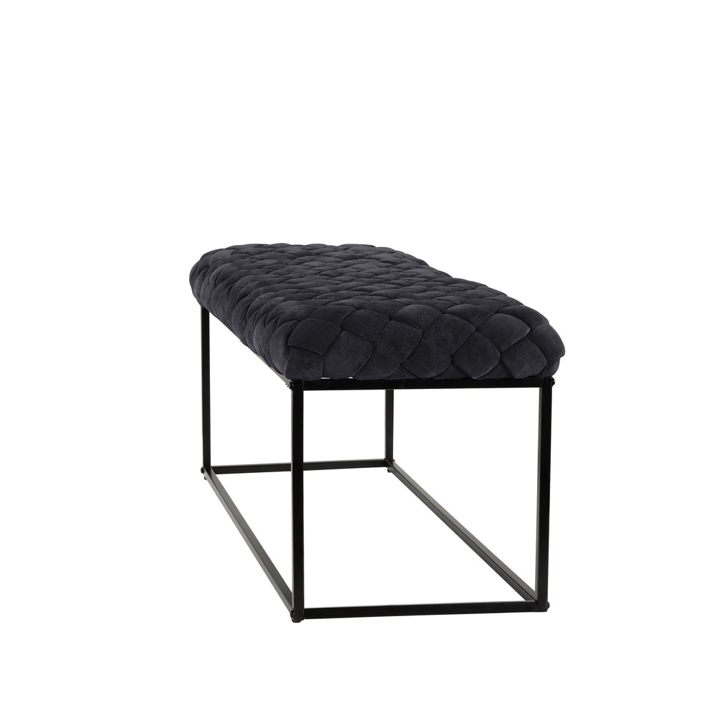 39" Black Upholstered Velvet Bench