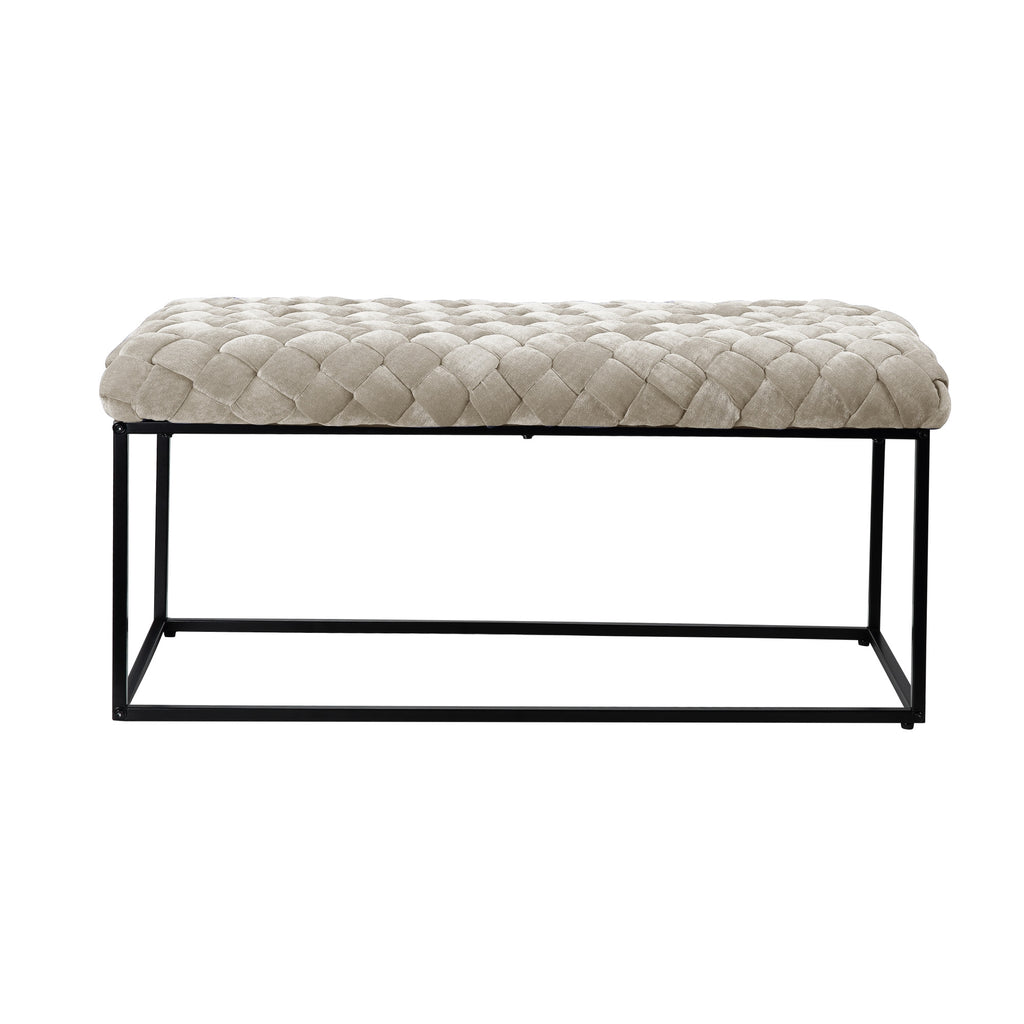 39" Black Upholstered Velvet Bench