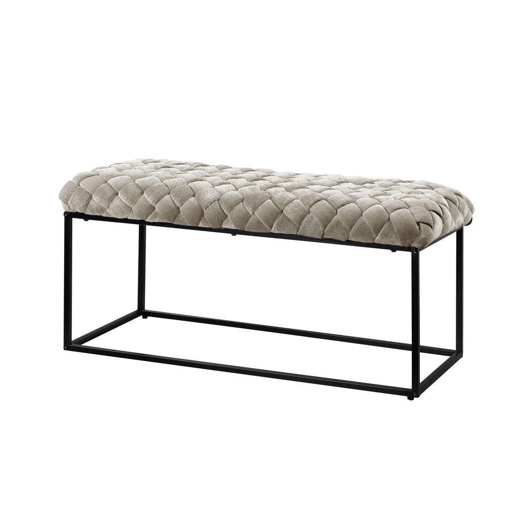 39" Black Upholstered Velvet Bench