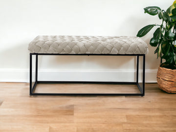 39" Black Upholstered Velvet Bench