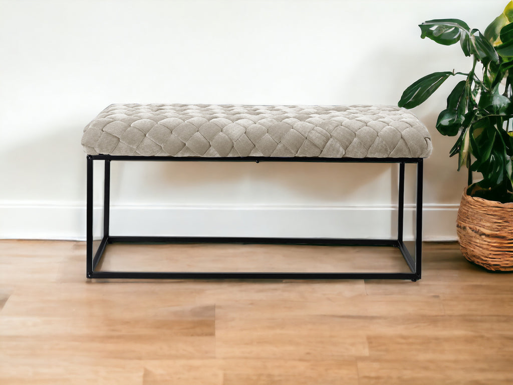 39" Black Upholstered Velvet Bench