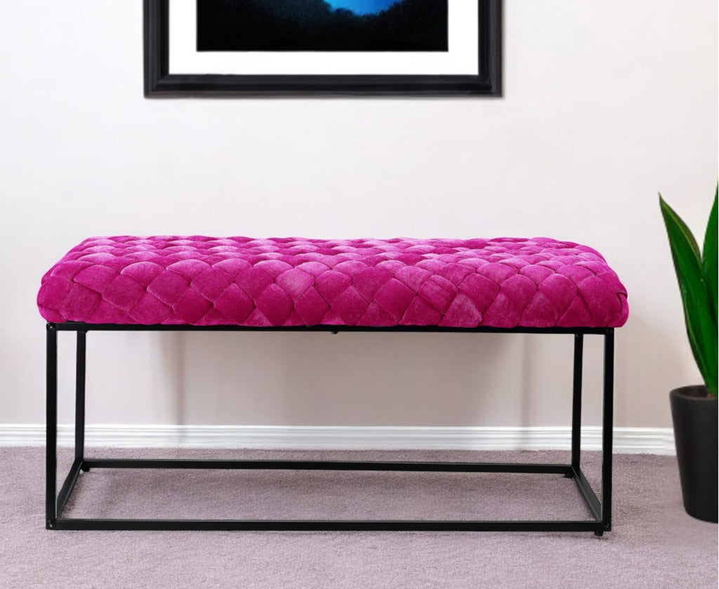 39" Black Upholstered Velvet Bench