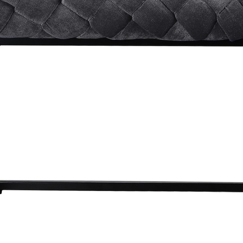 39" Black Upholstered Velvet Bench