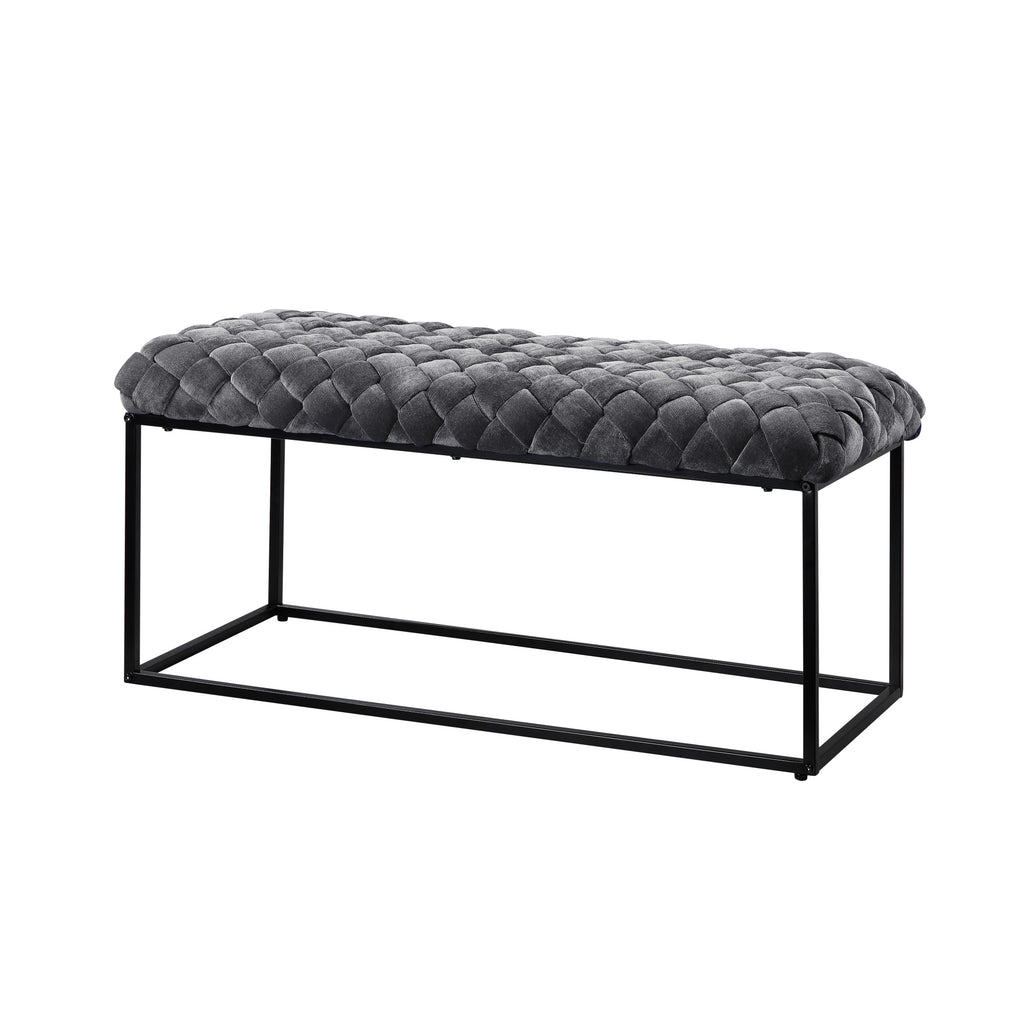 39" Black Upholstered Velvet Bench