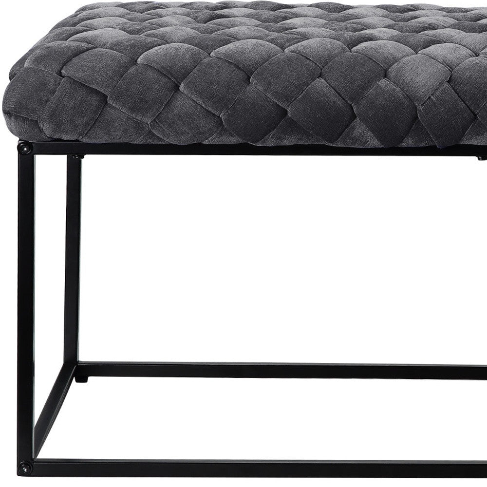 39" Black Upholstered Velvet Bench