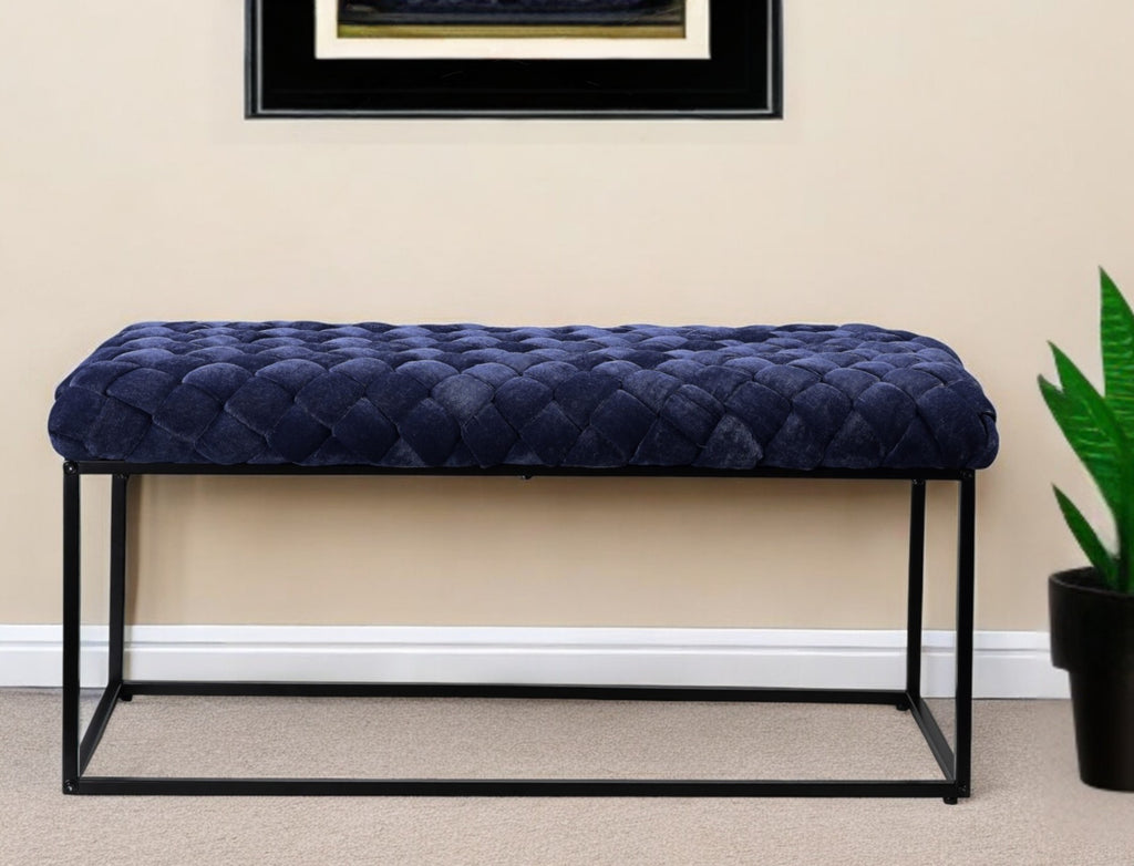 39" Black Upholstered Velvet Bench