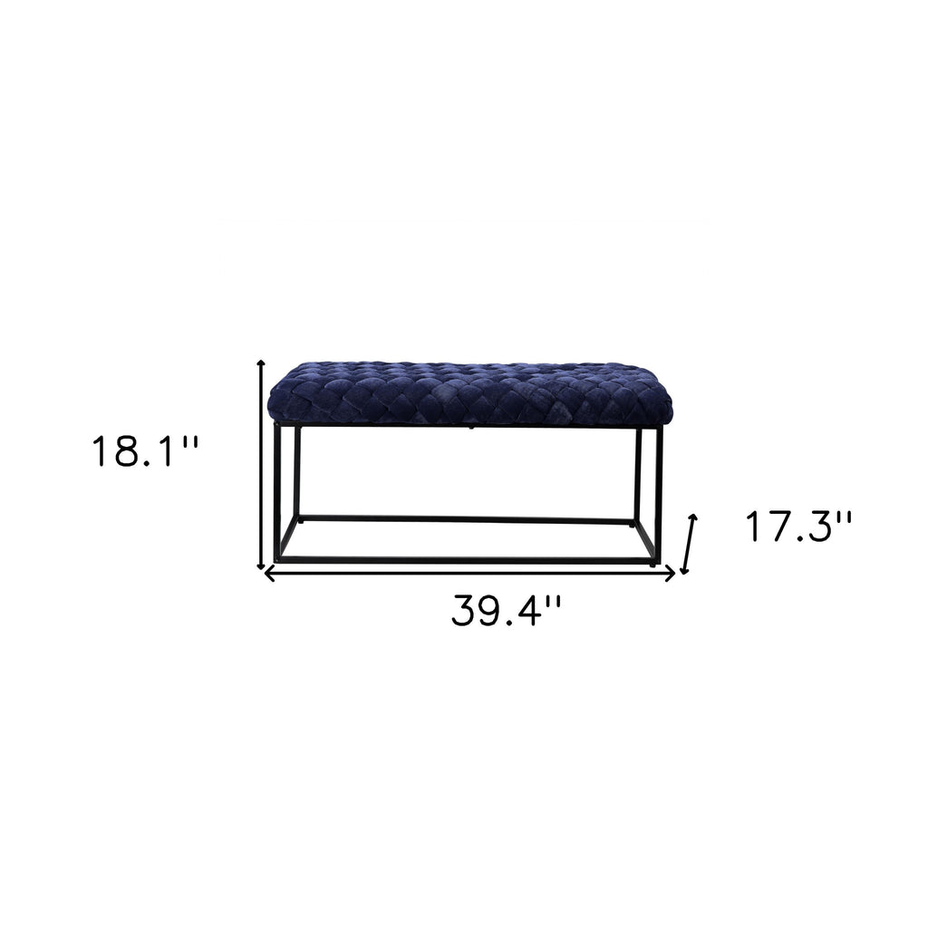 39" Black Upholstered Velvet Bench