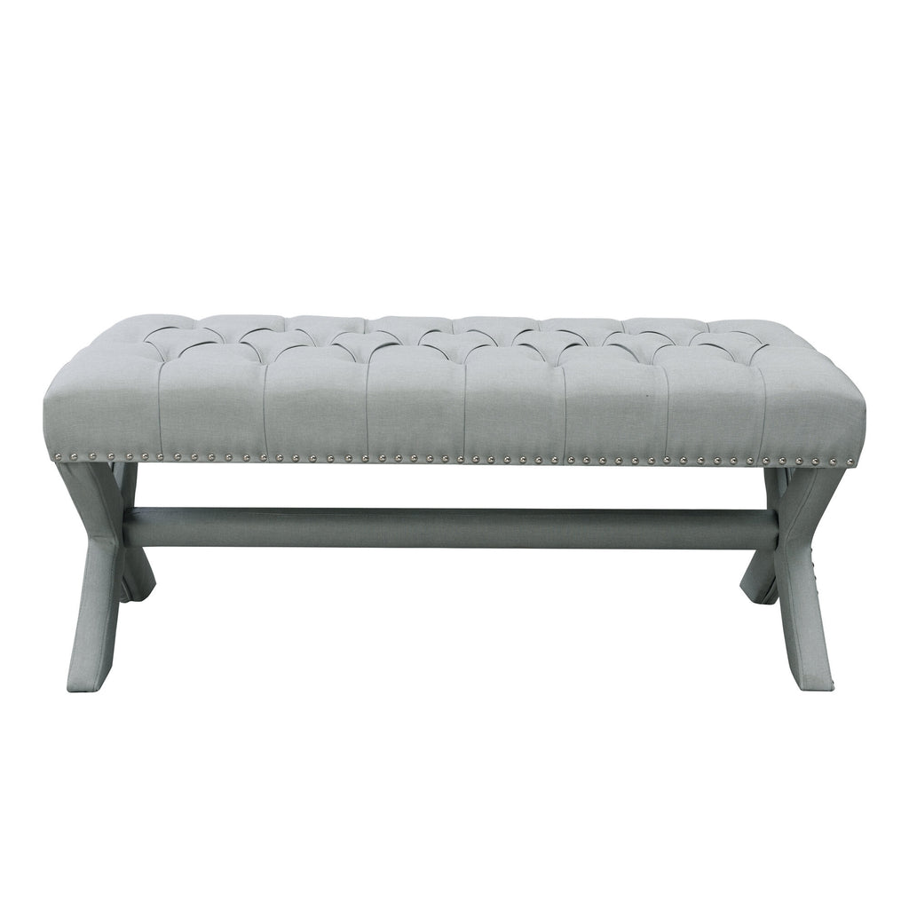 45" Gray Upholstered Velvet Bench