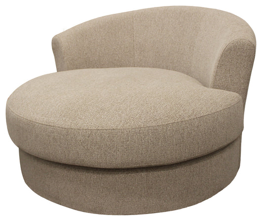 44" Sand Linen Upholstered Swivel Round Accent Chair And Toss Pillows