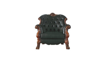 45" Cherry Oak Faux Leather Arm Chair