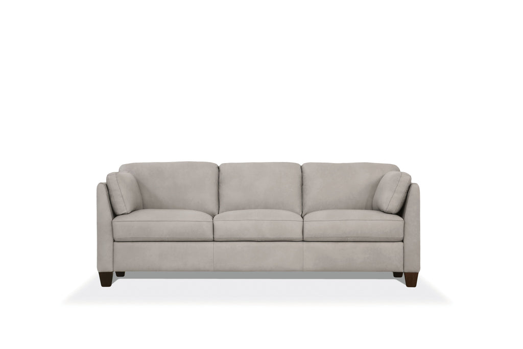 81" Light Gray Leather Sofa With Black Legs