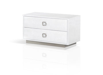 19" White Two Drawer Nightstand